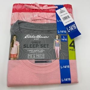 Eddie Bauer Youth 4-piece Sleepwear Set Heart Pink